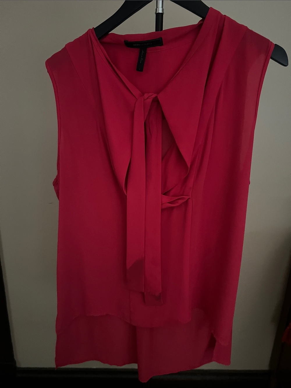 BCBGMaxAzria Sleeveless Tie-Neck Camisole in Fuchsia
